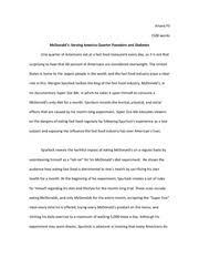 The video is the introduction to the movie super size me where morgan spurlock explains his motivation to do the experiment. Super Size Me Super Size Me Video Worksheet Name Rees Sellers Pre Video Questions 1 How Many Meals Do You Eat At A Fast Food Restaurant In An Average Course Hero