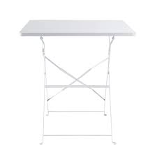 Le salon de jardin de votre terrasse ou de votre balcon s'articule principalement autour de cette table. Table De Jardin Pliante En Metal Epoxy Blanc 2 Personnes L70 Guinguette Maisons Du Monde