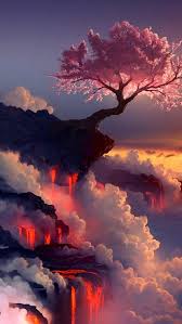 Lava phone wallpaper 30 pictures. Japanese Cherry Tree Cliff Phone Wallpaper Hd Wallpapers For Tech