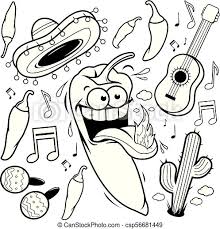 According to therapists, your brain can even. Cartoon Mariachi Chilli Pepper Mexican Collection Vector Black And White Coloring Page Collection Of A Hot Mariachi Chili Canstock