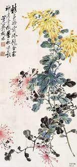 东篱菊影 吴树本花鸟作品欣赏 吴树本 吴树本 花鸟 文化艺术图集 中国画 그림 멋진그림 장미꽃그림