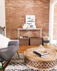 Exposed Brick Wall And White Modern Console Table Follow Bluebirdkisses On Instagram For More Entry Tables Entry Table Decor Entry Table
