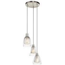 Mounting hardware and detailed instructions are included for an easy installation Kichler Lighting Evie Collection 3 Light Brushed Nickel Pendant Overstock 12212078