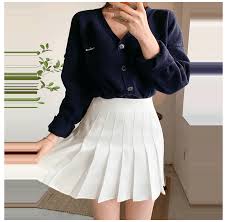 Lovely Tennis Culottes Pants White Pleated Skirt Outfit Korean Chuu Lovely Tennis Culottes Pan Pleated Skirt Outfit White Tennis Skirt Tennis Skirt Outfit