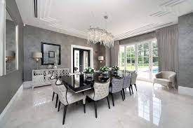 It will invite you to its magical world with its aesthetic appearance. Dining Room Silver Wallpaper Dining Room Table With Black Gloss And Silver Detai Dining Room Chairs Upholstered Dining Room Server Accent Walls In Living Room