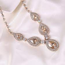 Miraculous Garden Gold Plated Crystal Rhinestone Necklace Earrings Jewelry Sets For Wedding Gold Plated Champagne Crystal Jew Wedding Jewelry Sets Crystal Choker Necklace Jewelry Sets