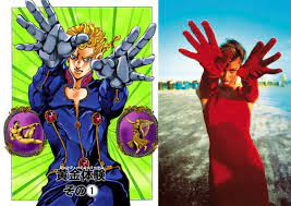 Giorno poses alongside the images that inspired them : rStardustCrusaders