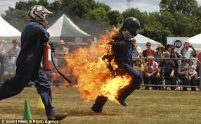 The running man is a 1987 science fiction action film set in the near future and stars arnold schwarzenegger as ben richards, a wrongly convicted police helicopter pilot who is forced to compete in a sadistic television reality game show run by a powerful game show host damon killian. Man Sets Record For Running While On Fire Neogaf
