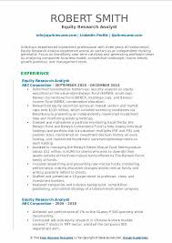 Market research analyst responsibilities include: Equity Research Analyst Resume Samples Qwikresume