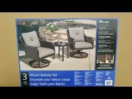 Costco had the 3 piece set available online. Costco Sunvilla Alacantra 3 Piece Swivel Chairs Woven Balcony Set 439 Youtube