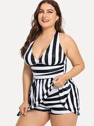 Plus Caged Back Striped Swim Dress Swim Dress Plus Size Clothing Uk Plus Size
