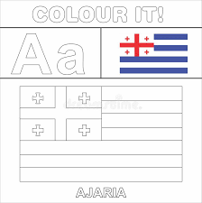 Flag of saint kitts and nevis. Colour It Vector Coloring Page For Kids Country Flag Starting From English Latter A A Ajaria Flag Line Drawing Stock Illustration Illustration Of Design Coloring 172436754