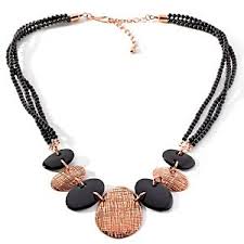 Jay King 3 Row Black Agate And Copper Station Necklace At Hsn Com Station Necklace Necklace Beaded Necklace