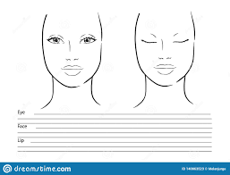 Face Chart Makeup Artist Blank Template Illustration