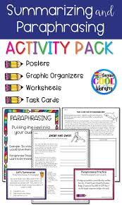 Paraphrasing And Summarizing Are Skills That Are Difficult For Many Students To Understand This Ac Paraphrasing Activities Research Skills Reading Instruction