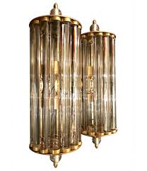 Elk 22000/2 preston wall sconce with white glass panels. Art Deco Style Venini Glass Rod And Brass Wall Sconces Ed Butcher