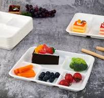 100% Compostable 5 Compartment Plates 125 Pack Eco-Friendly Disposable  Sugarcane
