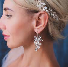 CAMILLE Silver crystal bridal earrings — Toronto Bridal Jewels Canadian  Handmade wedding hair accessories and Bridal jewelry