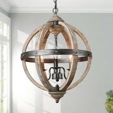Shop Vintage Antique Wood 3 Lights Pendant Lighting Farmhouse Chandelier For Kitchen Island W15 7 X H21 5 Overstock 29187514