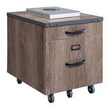 Two Drawer Mobile File Pedestal 16 W Oak Laminate Weathered Oak Drawers