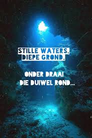 Afrikaanse Idiome Stille Waters Diepe Grond Onder Draai Die Duiwel Rond Afrikaans Quotes Afrikaans Afrikaanse Quotes