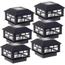 6 Pack Greenlighting Outdoor Patio Solar Powered Modern Design Post Cap Light Walmart Com Deck Post Lights Outdoor Post Lights Solar Deck Post Lights