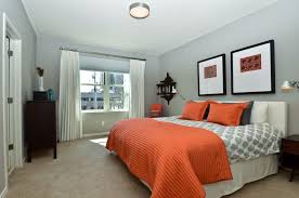 Pin By Aresi Group On Bathrooms Grey Orange Bedroom Apartment Bedroom Decor Redecorate Bedroom