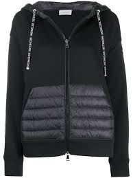 Moncler Zip Up Padded Detail Hoodie Farfetch In 2020 Black Hoodie Zip Ups Hoodies