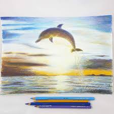 Disegno Matite Colorate Delfino Che Salta Sul Mare Idea Regalo Per Bambini E Ragazzi Decoro Cameretta P Disegni A Matita Colorate Disegni Disegnare Animali