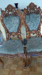Stunning Antique Chairs Angels Seashells Carved Wood Studs Blue Velvet Ebay Antique Chairs Steampunk Furniture Antiques