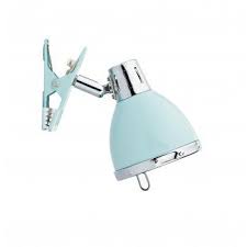 Osaka Clip On Reading Light Blue Retro Style Light Clips Wall Lights Wall Spotlights