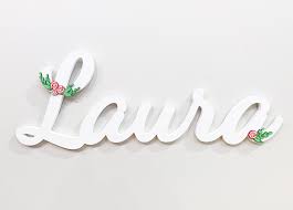 Floral Name Sign Personalized Name Plaque Wood Name With Flowers Custom Name Girls Room Decor Flower Wall Sign Nursery Name Sign