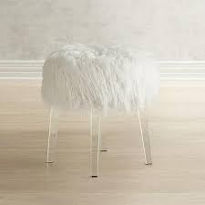 This product qualifies for free shipping! Patton White Fur Nickel Vanity Stool