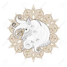 Download and print these mehndi coloring pages for free. Hand Drawn Ornamental Horse On Mehendi Mandala For Adult Coloring Pages Post Card T Shirt Print Horse Icon Isolated Animal Illustration In Doodle Boho Style Henna Tattoo Design Royalty Free Cliparts Vectors And