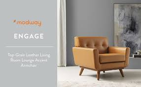 Barcalounger longhorn ii leather recliner chaps saddle top grain leather chair with espresso wood legs. Amazon Com Modway Engage Top Grain Leather Living Room Lounge Accent Armchair In Tan Furniture Decor