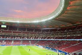 Snaps on atletico's club page show the exterior of the stadium is almost complete bar a portion of the roof and design so far, only adrid can be seen written over the seats, meaning to spell out the club name. Atletico Madrid Wanda Metropolitano Stadium Guide Spanish Grounds Football Stadiums Co Uk