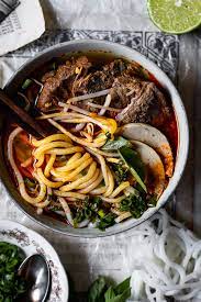 Bun Bo Hue Spicy Vietnamese Beef Noodle Soup Cooking Therapy Beef And Noodles Beef Noodle Soup Spicy Beef