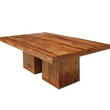 Simple wood and steel table for your home or for restaurant or bar or coffee shop project. Large Rustic Solid Wood Double Pedestal Rectangular Dining Table