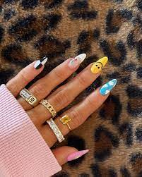 Delaney On Instagram These Are My Happy Nails Which Hand Is Your Favorite 1 Or 2 Pardonmyfrenchnailbar In 2021 Stylish Nails Funky Nails Gel Nails