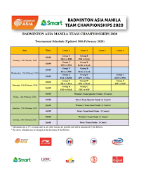 Search this blog badminton horse trials on sky december 30, 2019 watch show jumping at the badminton horse trials live bbc 10 get link; Badminton Asia On Twitter Updated Tournamnet Schedule For Badminton Asia Manila Team Championships 2020 You May Also Refer Tournament Software For The Live Score Https T Co P0hfjwrowm Https T Co Vdgvkvugjx