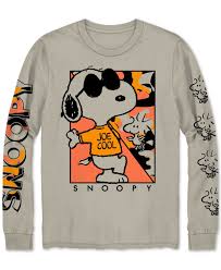 Snoopy Men S Long Sleeve Graphic T Shirt Sand Snoopy Mens Long Sleeve Warm Jacket