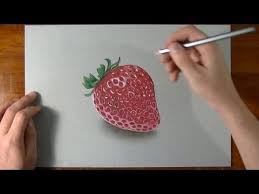 How I Draw A Strawberry 3d Illusion Drawing This Is Amazing And White Colored Pencils Just Became A Ton Illusion Drawings 3d Illusion Drawing 3d Drawings