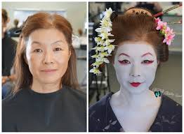 A traditional geisha in japan. History Of Makeup Japan Geisha Cairns Hair And Makeup Artistry