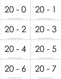 Cut out each math fact as a separate card. Subtraction Flash Cards 0 20 20 S First Grade Subtraction