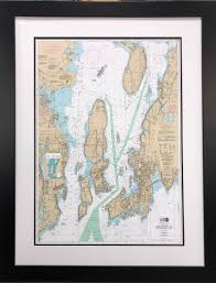 framed narragansett bay nautical chart