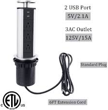 It can be used in potentially wet locations requiring recessed power such as pantries, closets, garage work benches, bars, and varied uses at airports, hotels and restaurants. Buy Pop Up Outlet For Countertop Receptacle Power Strip With 3 Ac Outlet 2 Usb Ports Pull Pop Up For Kitchen Counter Island Conference Office Black And White Online In Vietnam B08rmsp9p3