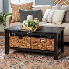 Plus, get free shipping and returns on orders over $35 + no handling fees.*. 40 Wood Storage Coffee Table In Black With Baskets C40mstbl