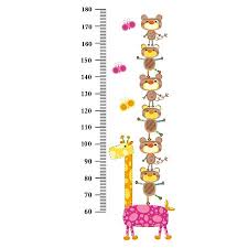 bear giraffe growth height measure chart pattern wall sticker diy