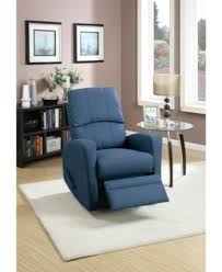 Benzara Swivel Recliner Chair In Polyfiber Fabric Blue Swivel Recliner Chairs Contemporary Recliner Chairs Swivel Recliner