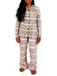 Matching family christmas pajamas in a variety of themes including santa's red suit, personlized pj's and cheeky drop seat pajamas. Matching Family Christmas Pajamas Women S Fairisle 2 Piece Pajama Set Walmart Com Walmart Com